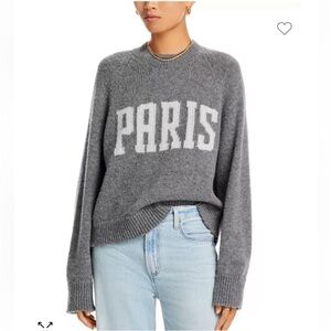 ANINE BING Kendrick Paris Cashmere Sweater Pullover Gray S